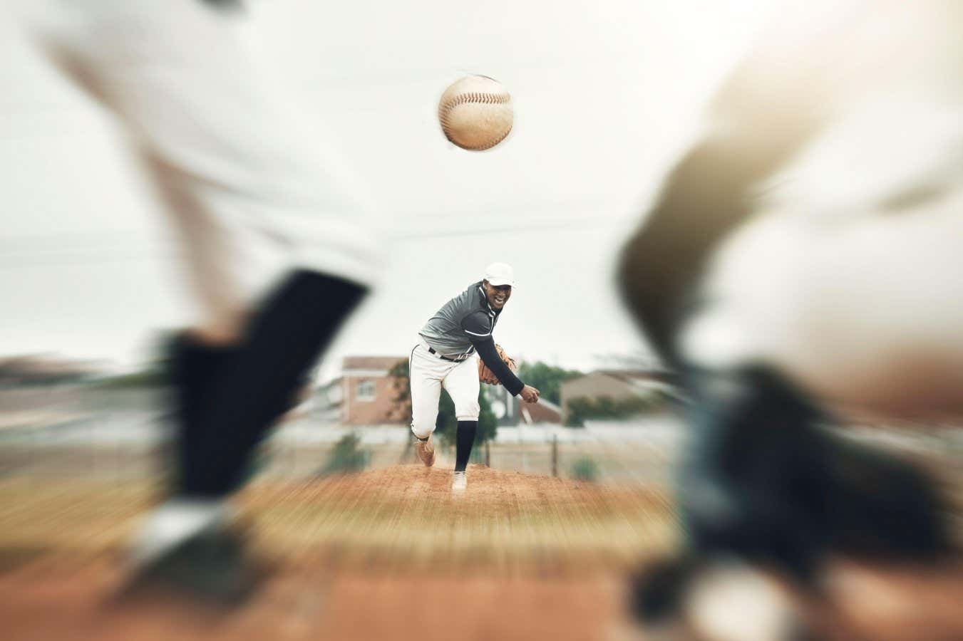A baseball thrown so fast it is a blur