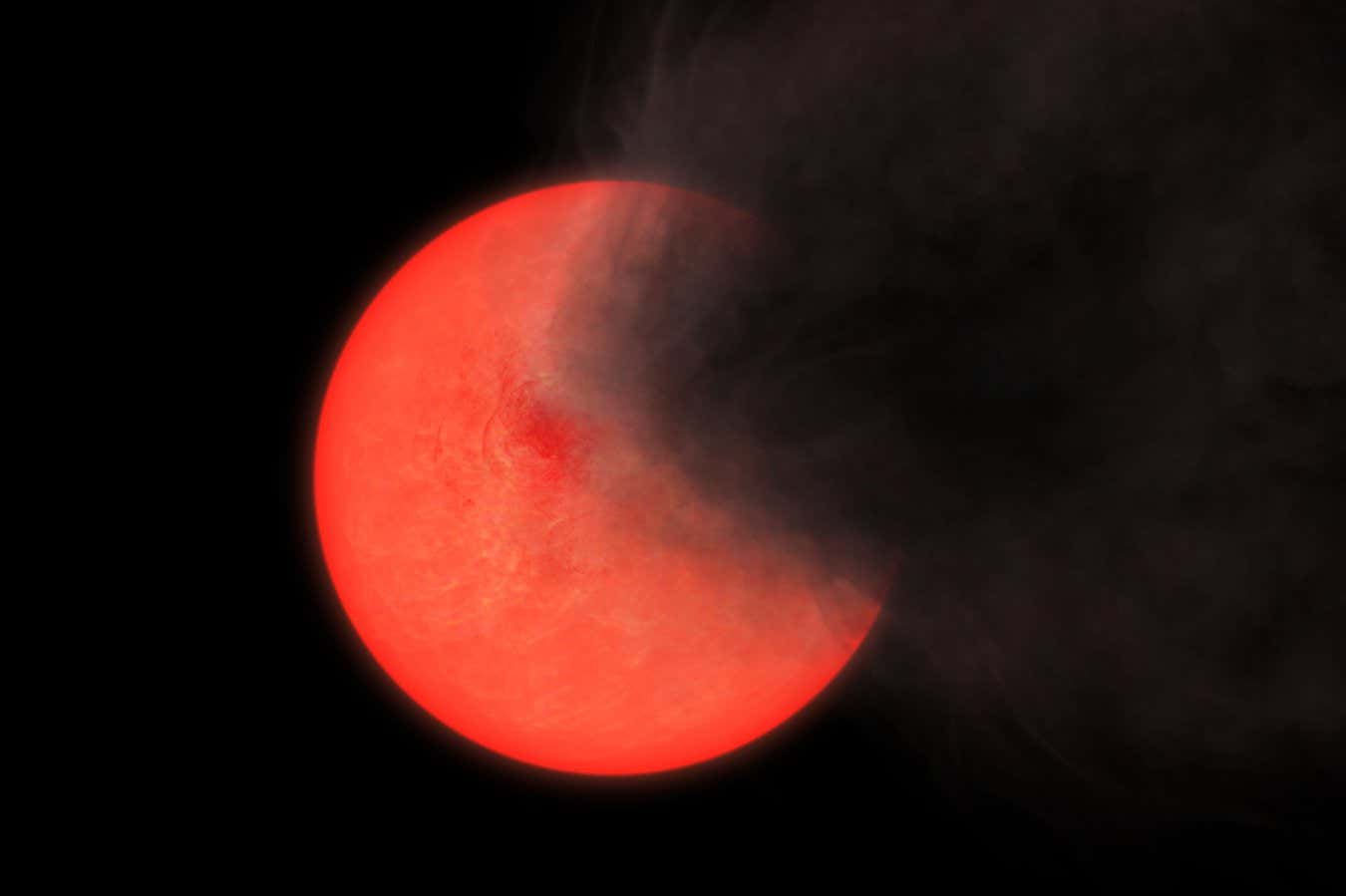 Artist's impression of a cloud of smoke and dust being thrown out by a red giant star
