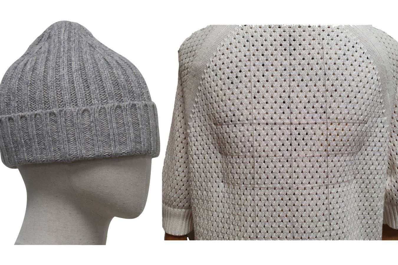 A smart hat and top made of conductive fibres