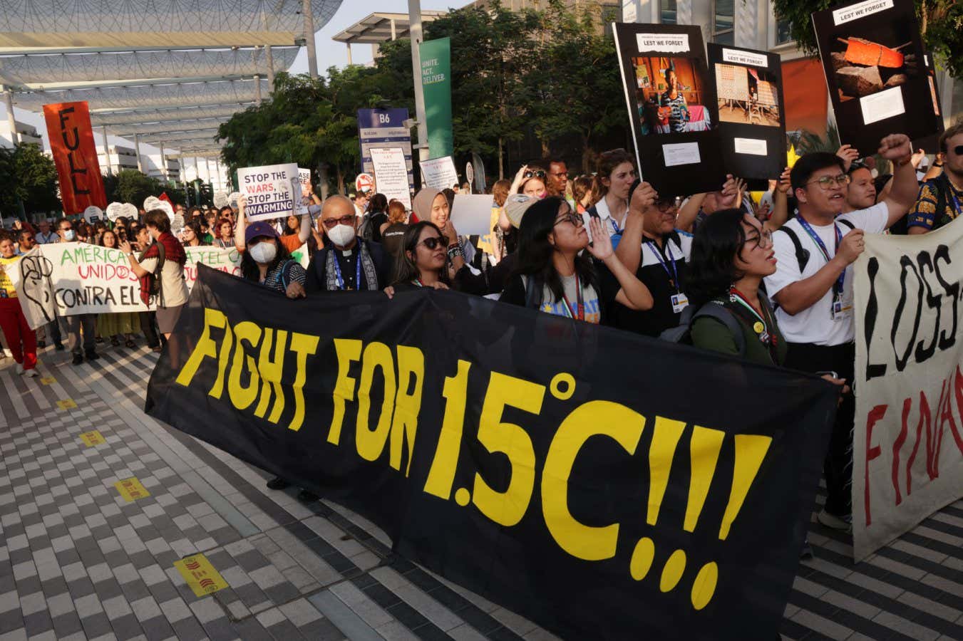 Activists at the COP28 Climate Conference in Dubai in December 2023