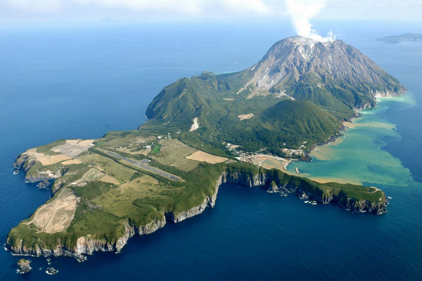 Iojima Island in Japan sits at the edge of the huge underwater Kikai-Akahoya volcano caldera