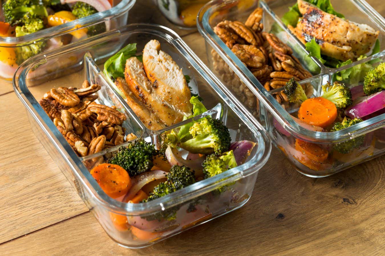 Homemade Keto Chicken Meal Prep with Veggies in a Container; Shutterstock ID 1168866715; purchase_order: -; job: -; client: -; other: -