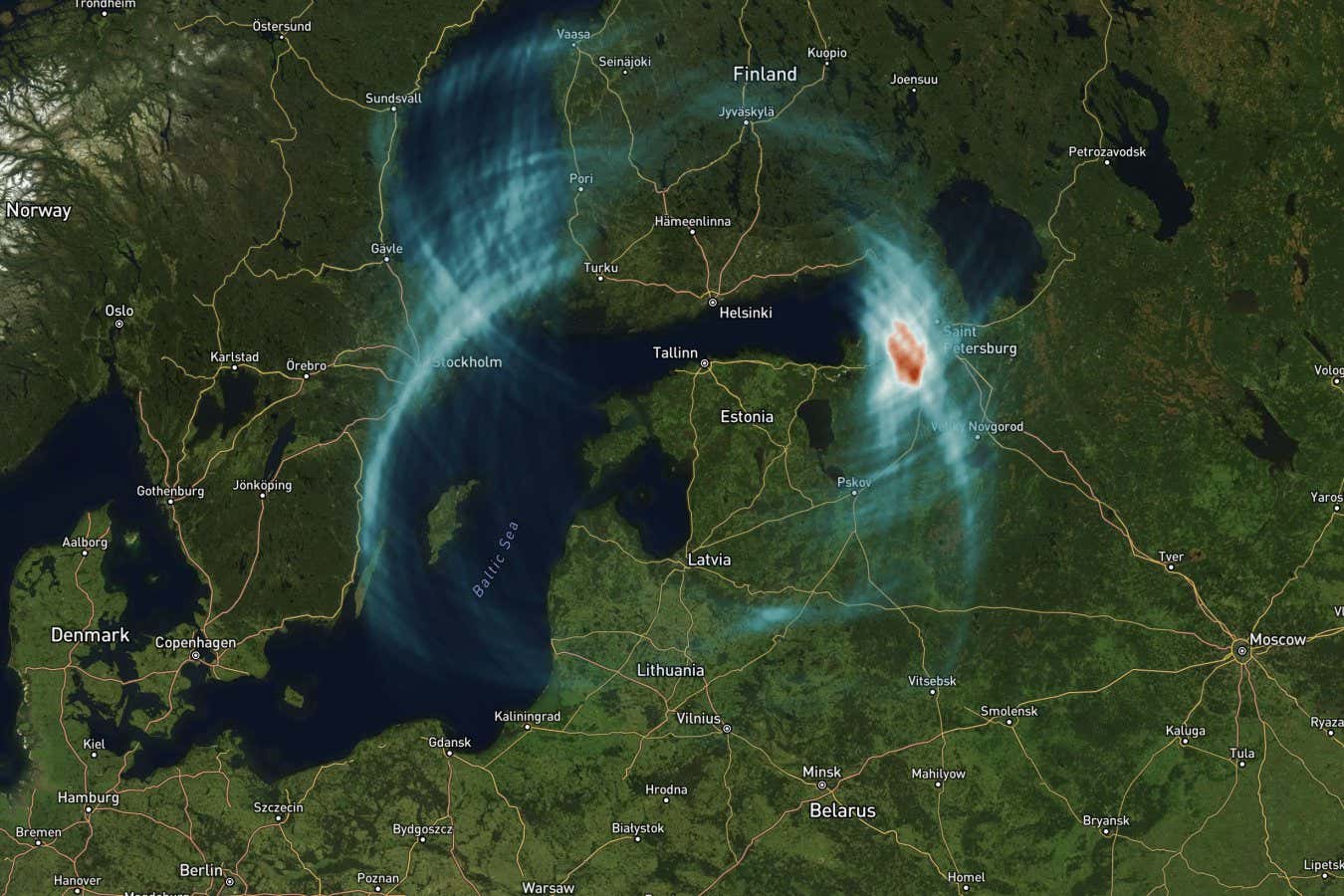 Map indicating likely positioing of the GPS jammer