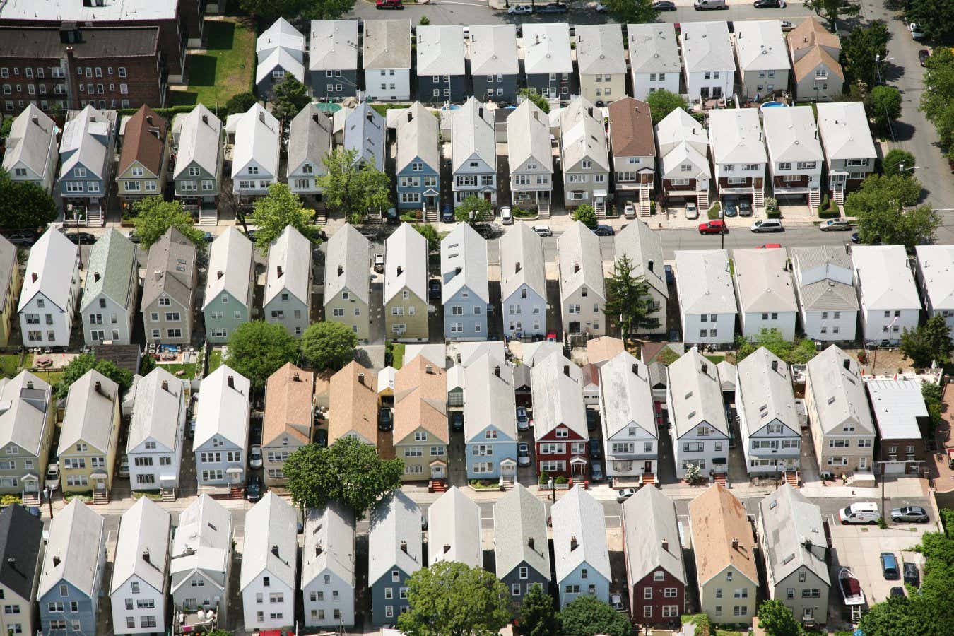 B8EP7D Aerial view of houses located in Staten Island, New York., USA