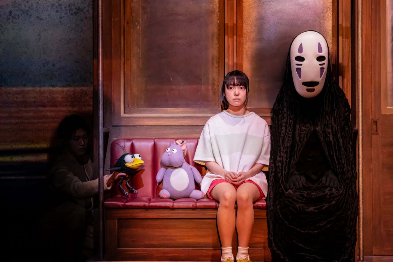 SPIRITED??AWAY, , In association with Studio Ghibli, Adapted by John Caird Co-adapted by Maoko Imai, Directed by John Caird, Original score by Joe Hisaishi, Music supervision, Orchestrations and Arrangements by Brad Haak , Associate Music Supervision Orchestrations and Ableton Programming by Conor Keelan Set Designer - Jon Bausor, Puppetry Design and Direction by Tobv Olie, Choreographer/Staging Shigehiro Ide , Lighting Designer Jiro Katsushiba, sound Designer - Koichi Yamamoto, Costume designer - Sachiko Nakahara , Hair and Make Up Designer - Hiroaki Miyauchi Projection Designer Satoshi Kuriyama , Takashi Hoio, In Association with Studio Ghibli, London Coloseum, London, 2024, Credit: Johan Persson/