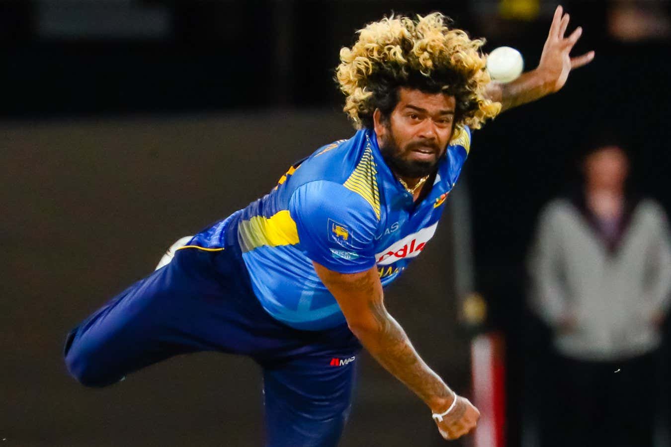 Sri Lanka's Lasith Malinga bowling