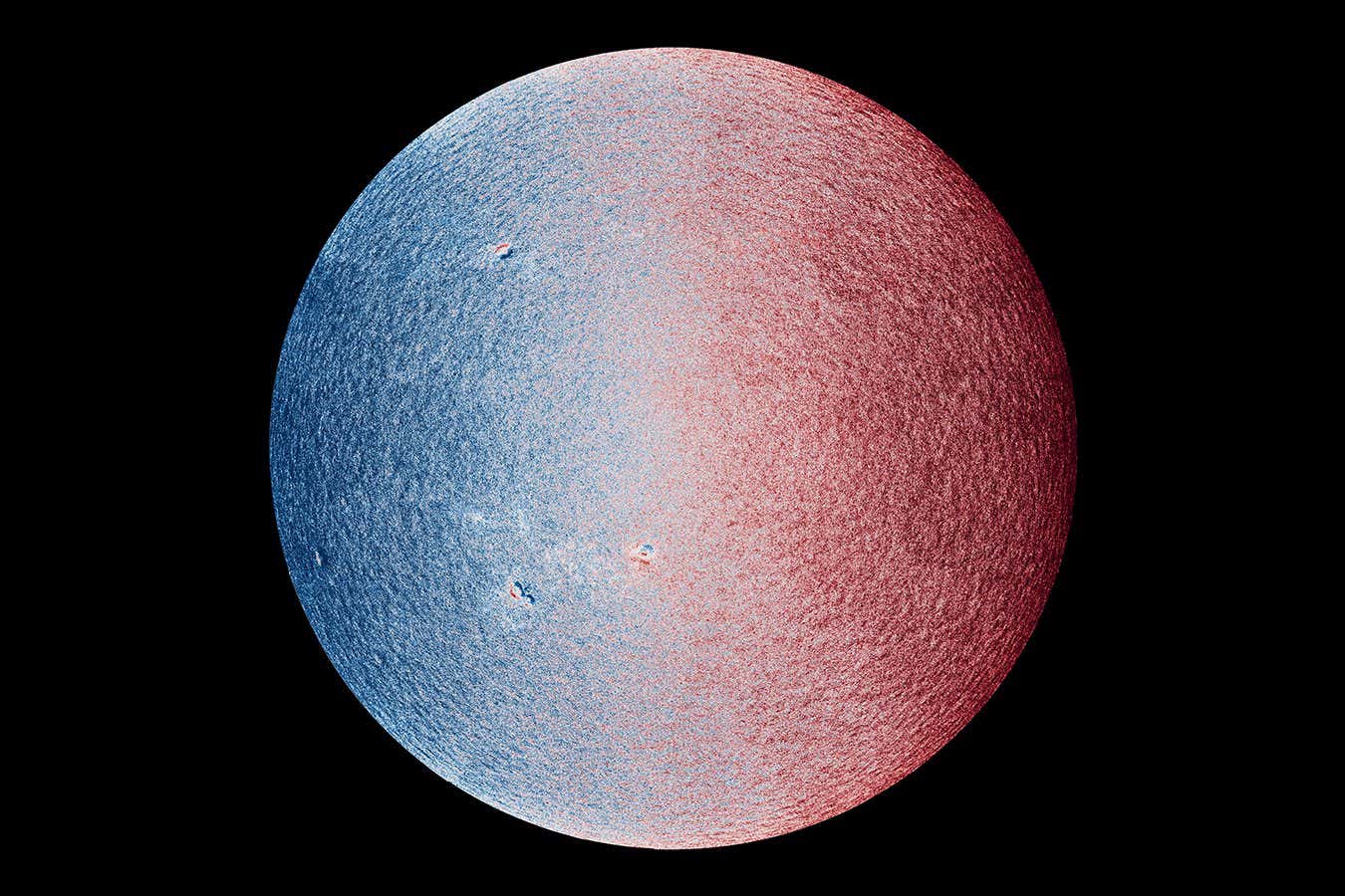 A velocity map, or tachogram, showing the speed and direction of movement of material at the sun's visible surface