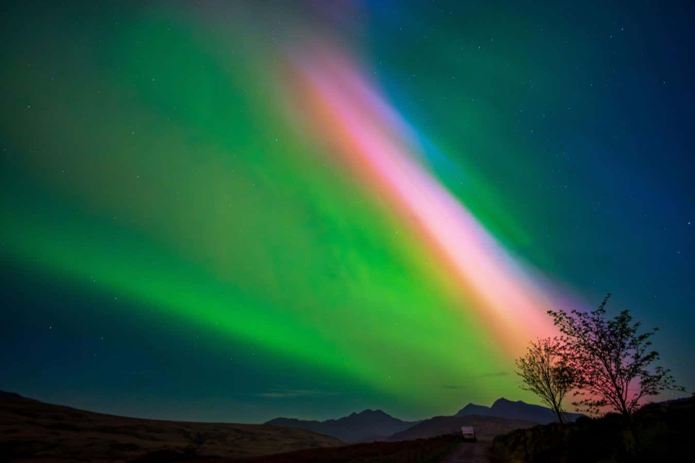An aurora borealis seen from north Wales in May 2024