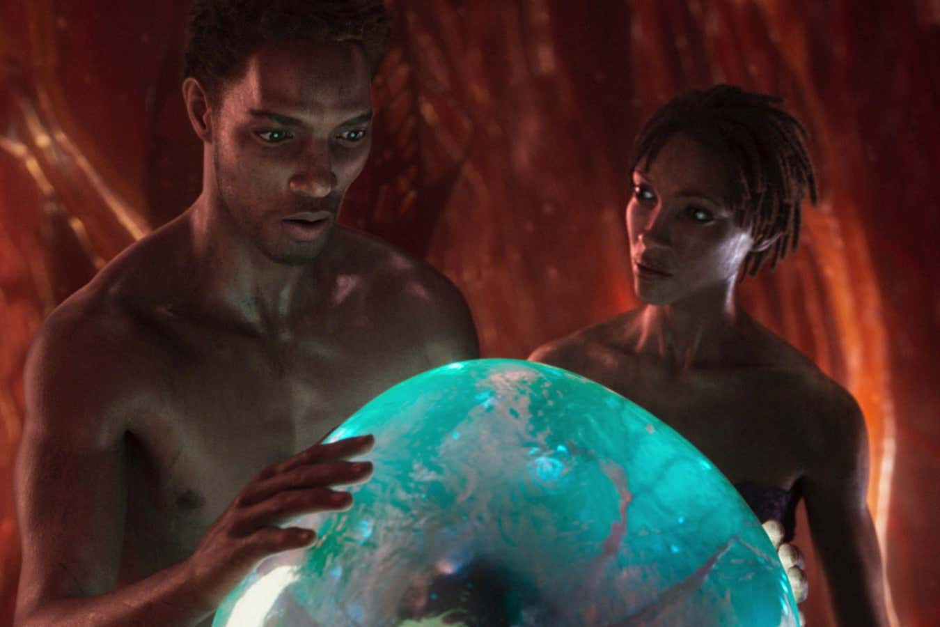 Jason Winston George as Afriel and Rosario Dawson as Dr Mirny in a Love, Death & Robots episode adapted from Swarm