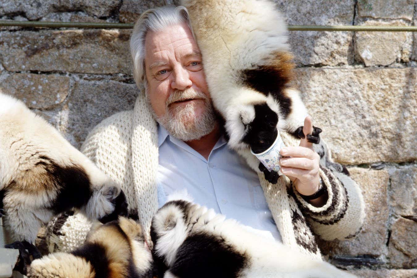 Mandatory Credit: Photo by Victor Watts/Shutterstock (173165p) Gerald Durrell with Lemurs Various Portraits - 1990